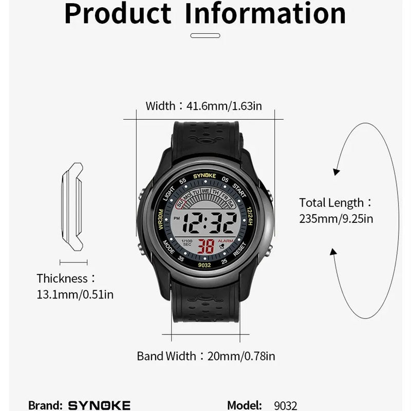 SYNOKE - Relógio Digital Esportivo Multifunções à prova de água